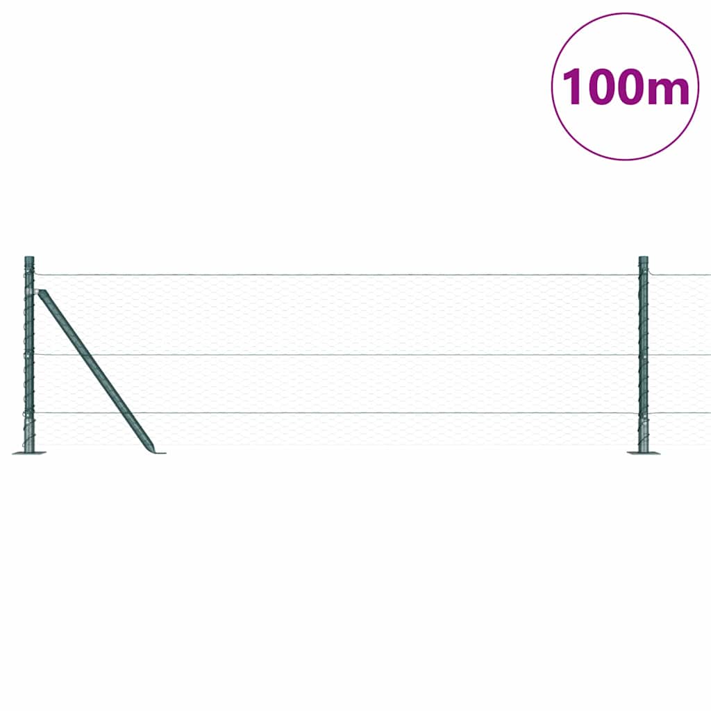 vidaXL Îngrădire cu stâlpi Verde 0.6 x 100 m otel acoperit cu PVC