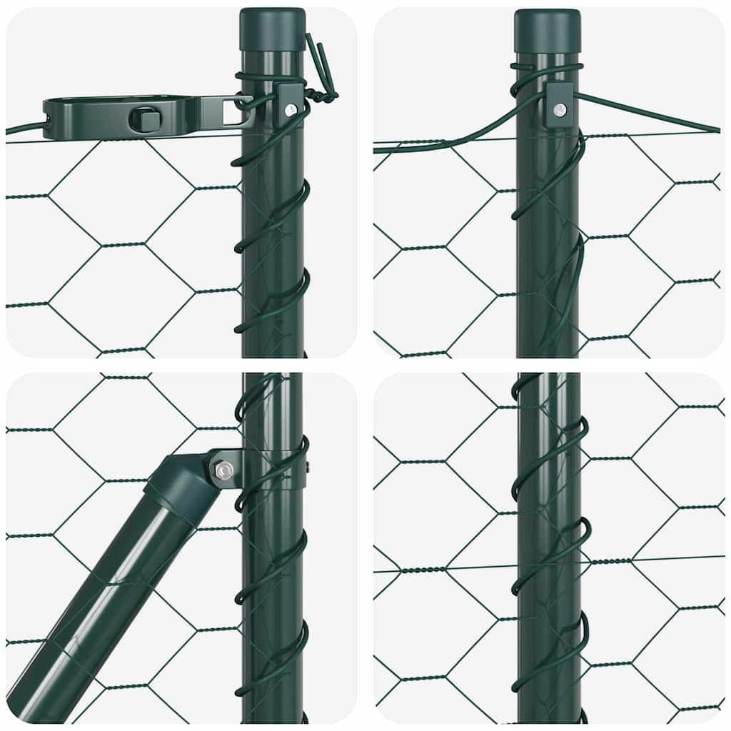 vidaXL Îngrădire cu stâlpi Verde 0.6 x 100 m otel acoperit cu PVC