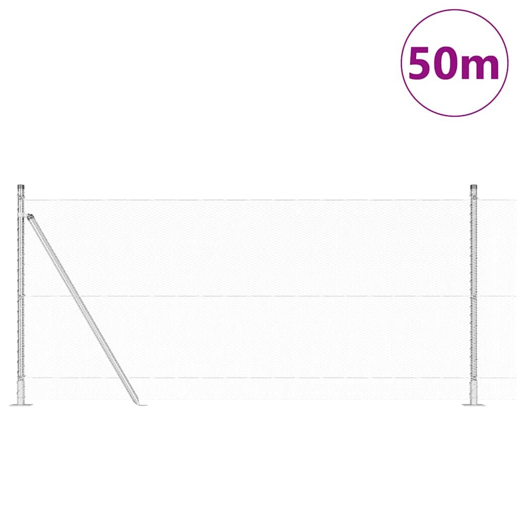 vidaXL Îngrădire cu stâlpi Argintiu 1 x 50 m otel acoperit cu PVC vidaXL Îngrădire cu stâlpi Argintiu 1 x 50 m otel acoperit cu PVC