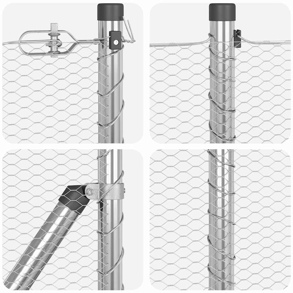 vidaXL Îngrădire cu stâlpi Argintiu 1 x 50 m otel acoperit cu PVC vidaXL Îngrădire cu stâlpi Argintiu 1 x 50 m otel acoperit cu PVC