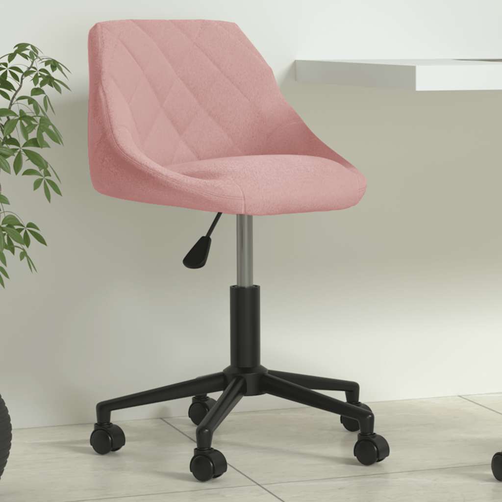 vidaXL Scaun de birou pivotant, roz, catifea vidaXL Scaun de birou pivotant, roz, catifea