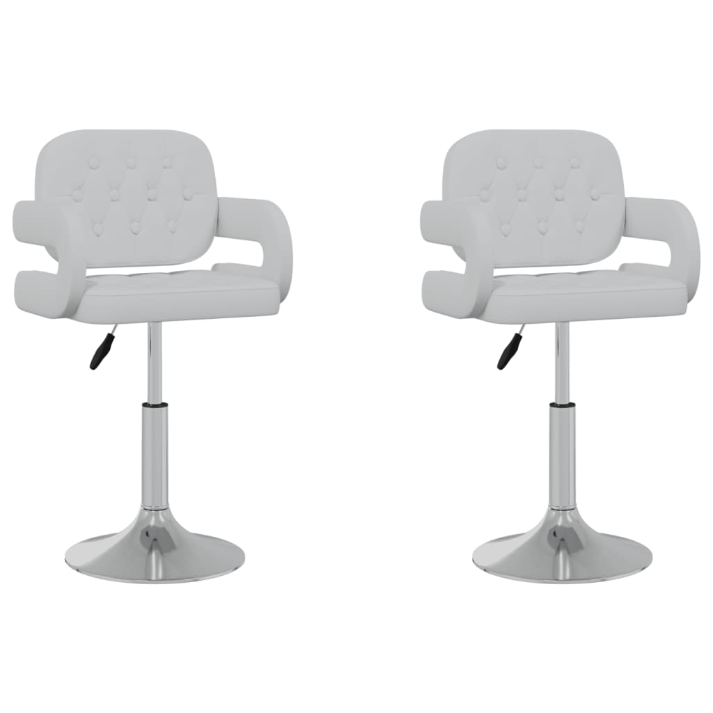 vidaXL Scaune de bucătărie pivotante, 2 buc., alb, piele artificială
