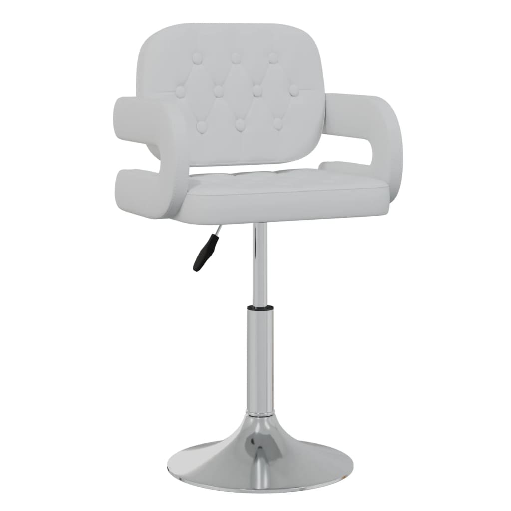 vidaXL Scaune de bucătărie pivotante, 2 buc., alb, piele artificială