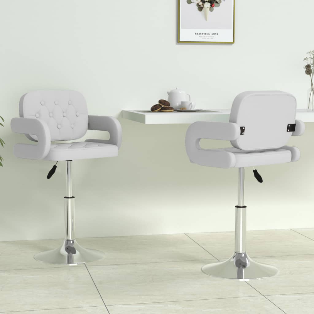 vidaXL Scaune de bucătărie pivotante, 2 buc., alb, piele artificială