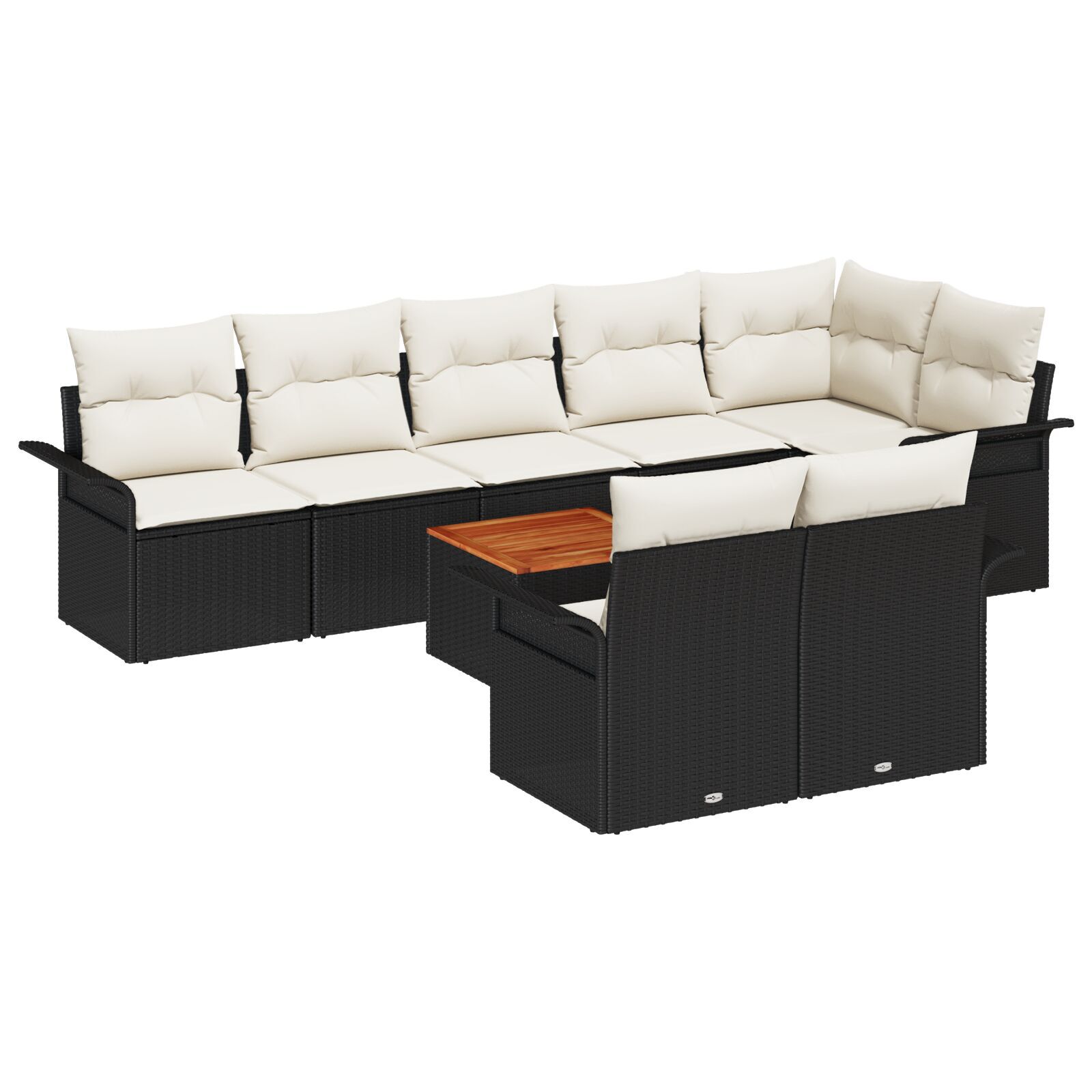 vidaXL Set Sofă Grădină 9 Piese + Perne Negru Poliratan Acacia