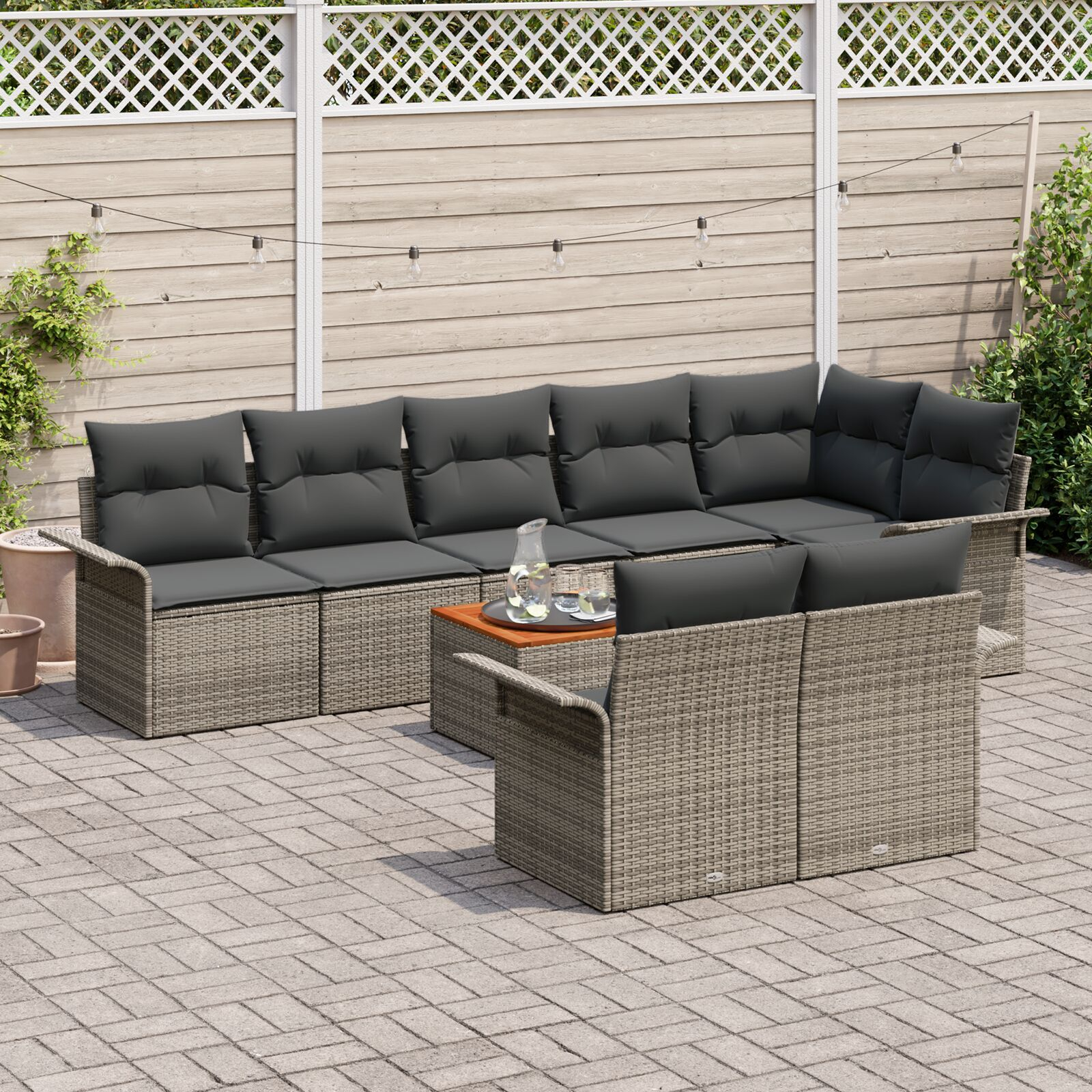 vidaXL Set de canapele pentru grădină Manual 9 pcs Gri 55 x 55 x 37 cm vidaXL Set de canapele pentru grădină Manual 9 pcs Gri 55 x 55 x 37 cm