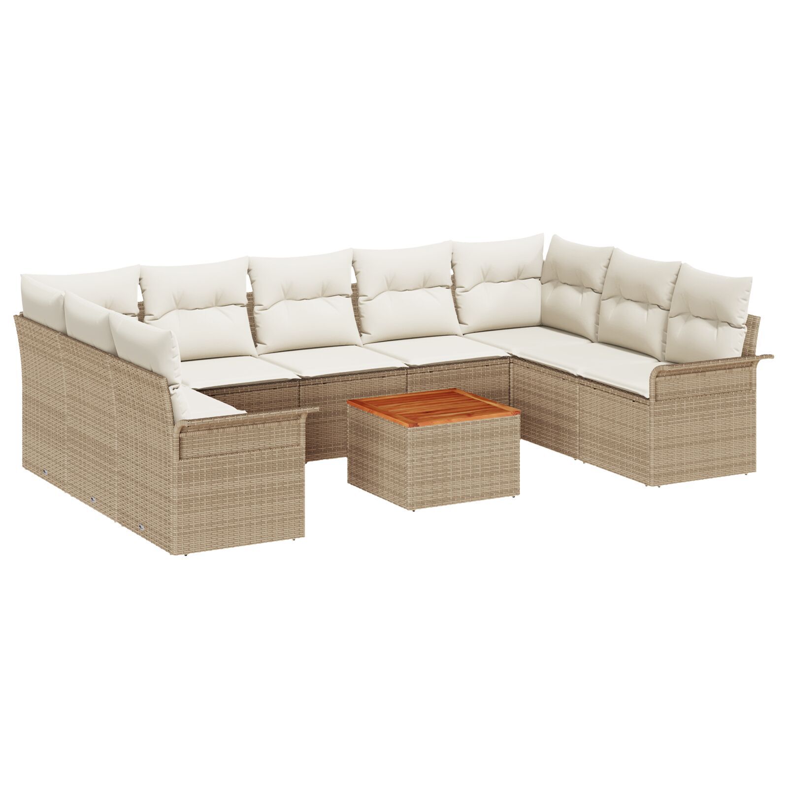 vidaXL Set de canapele pentru grădină cu pernă 10 pcs Bej și crem