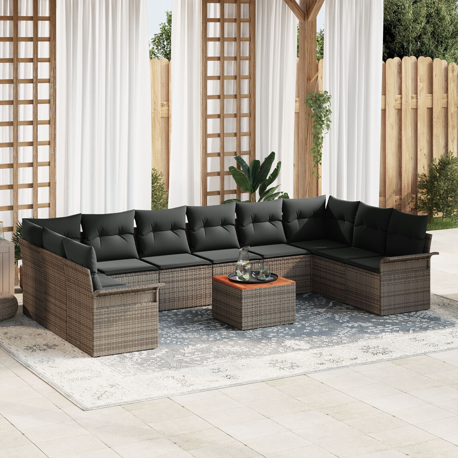 vidaXL Set de canapele pentru grădină 11 pcs Gri 55 x 55 x 37 cm