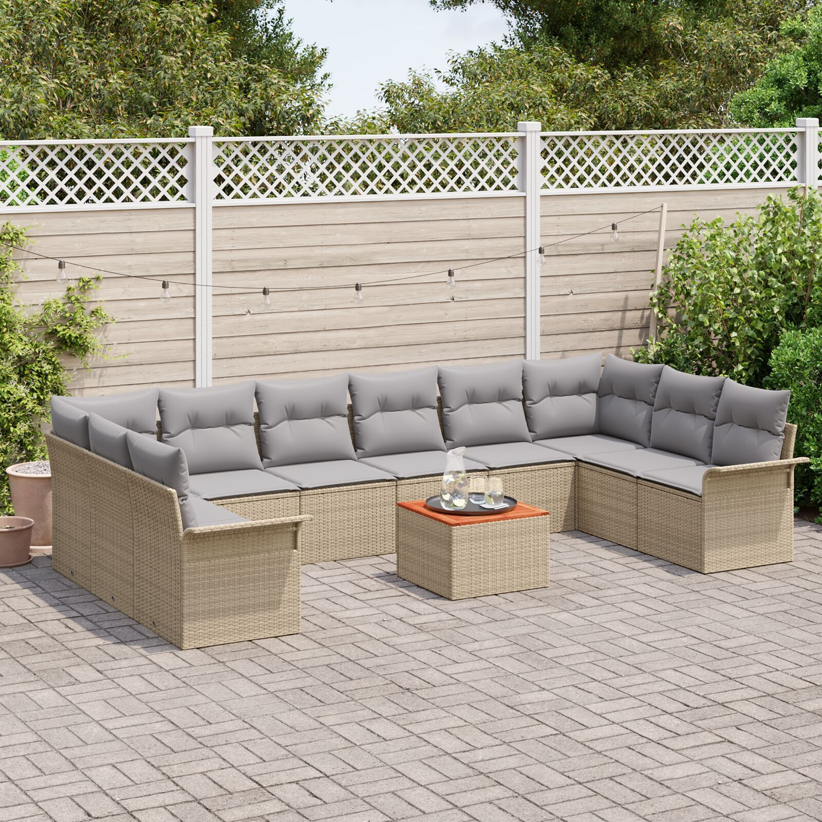 vidaXL Set de canapele pentru grădină 11 pcs Beige și gri deschis vidaXL Set de canapele pentru grădină 11 pcs Beige și gri deschis