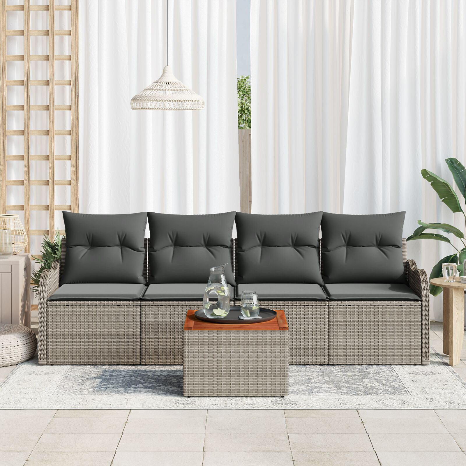 vidaXL Set de canapele pentru grădină Manual 5 pcs Gri 55 x 55 x 37 cm