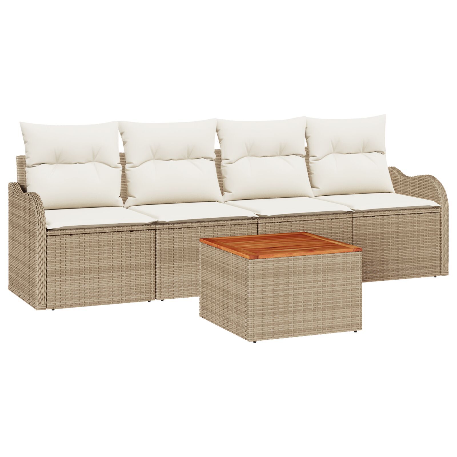 vidaXL Set de canapele pentru grădină cu pernă 5 pcs Bej și crem vidaXL Set de canapele pentru grădină cu pernă 5 pcs Bej și crem