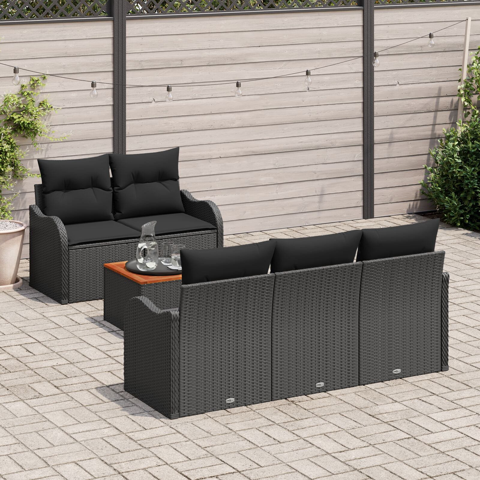 vidaXL Set de canapele pentru grădină 6 pcs Negru 55 x 55 x 37 cm