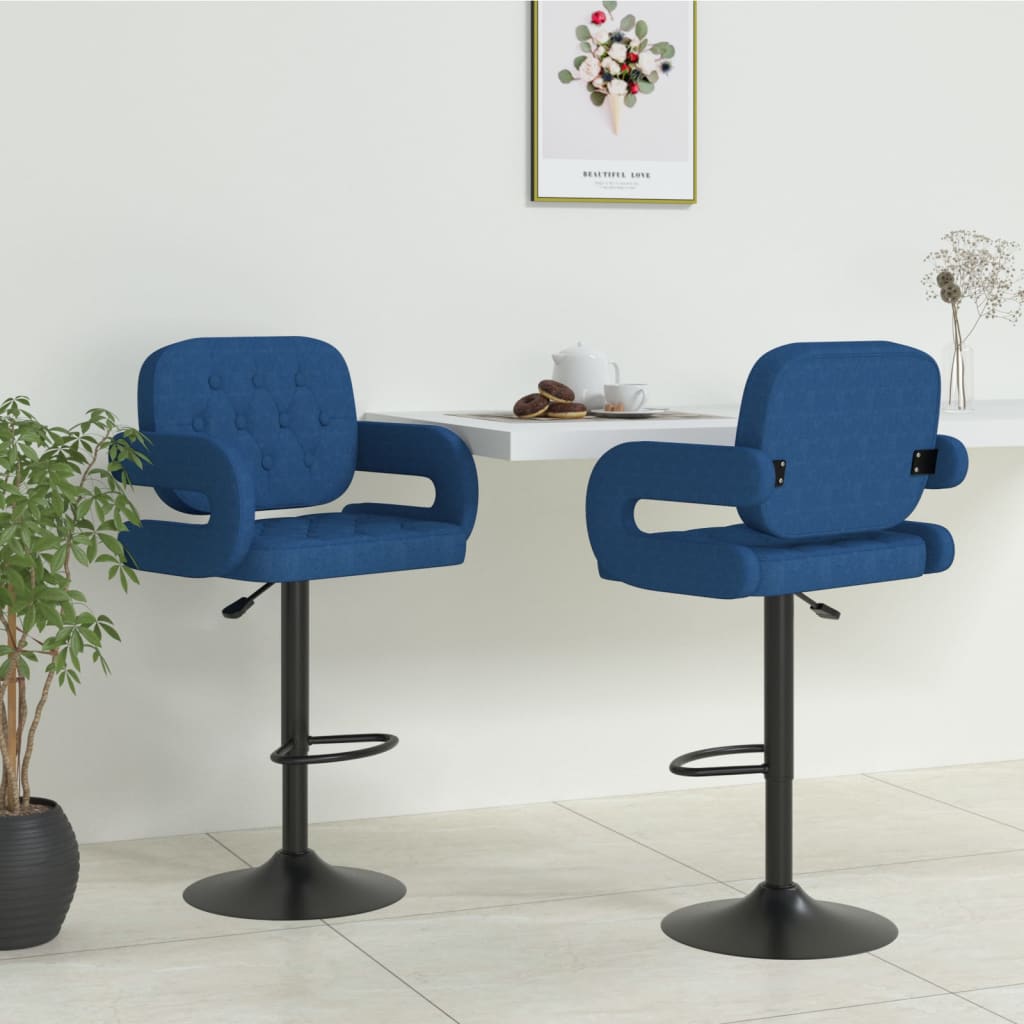vidaXL Scaune de bar, 2 buc., albastru, material textil vidaXL Scaune de bar, 2 buc., albastru, material textil