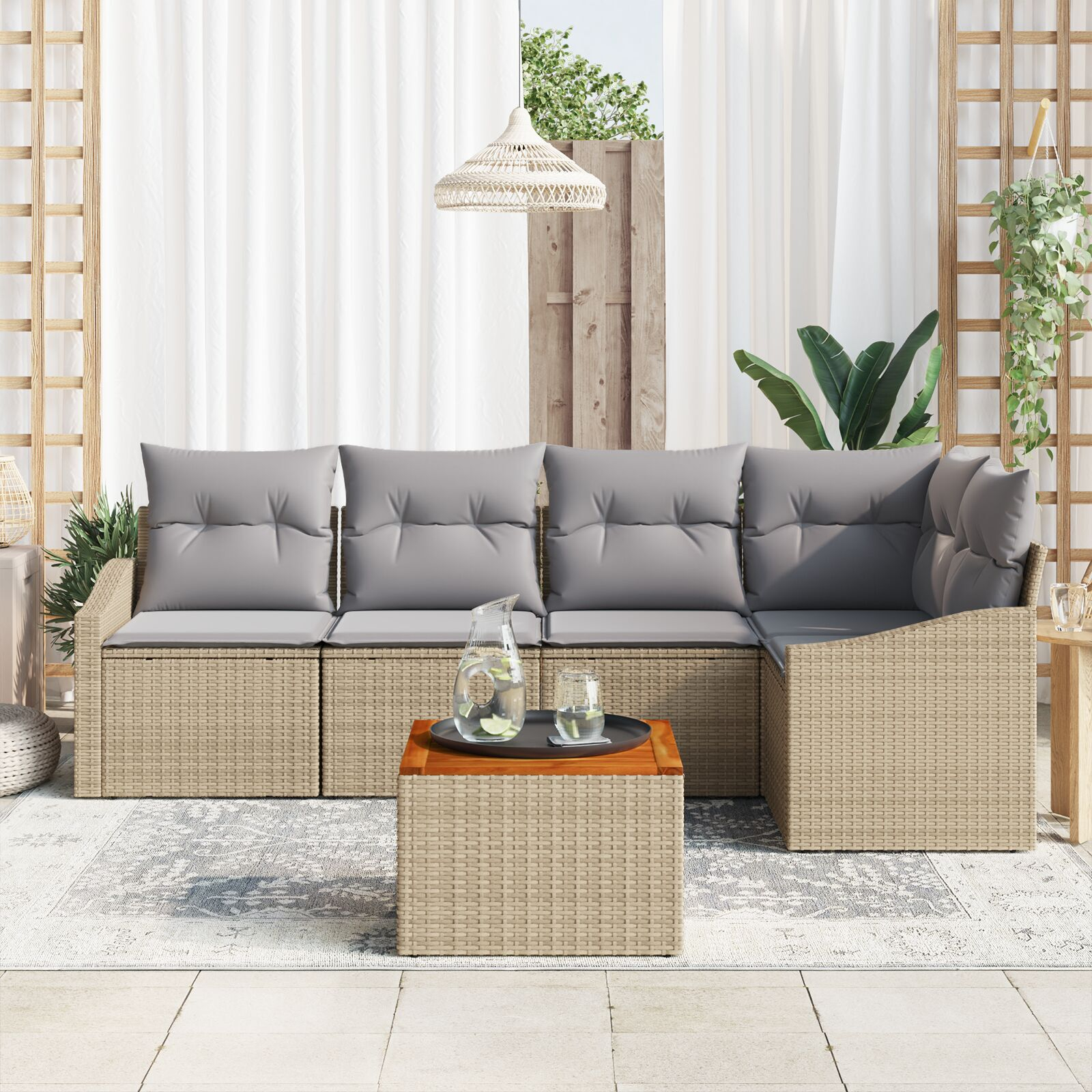 vidaXL Set de canapele pentru grădină 6 pcs bej și gri deschis vidaXL Set de canapele pentru grădină 6 pcs bej și gri deschis