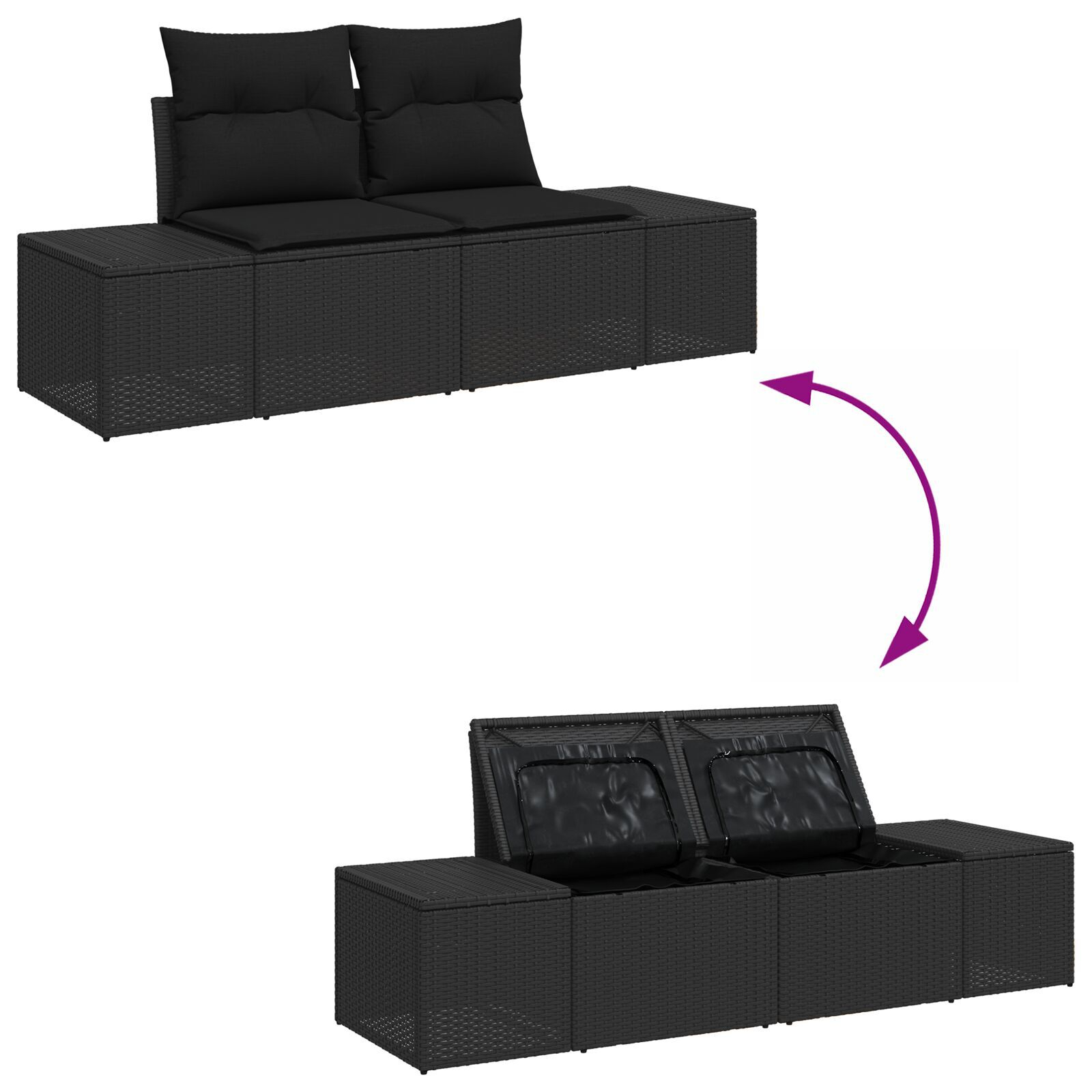 vidaXL Set de canapea de grădină 6 pcs Negru 55 x 55 x 37 cm vidaXL Set de canapea de grădină 6 pcs Negru 55 x 55 x 37 cm