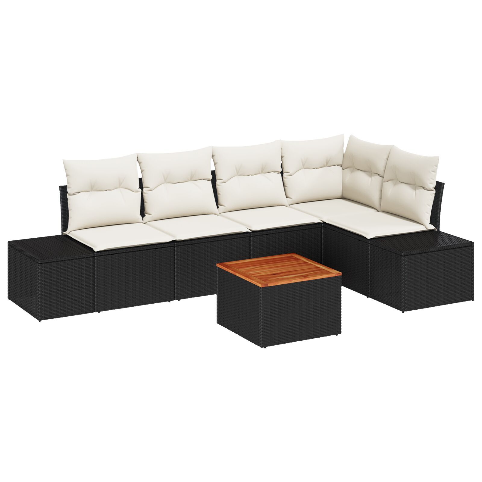 vidaXL Set Sofa Grădină 6 pcs Negru, alb Ratan și poliester