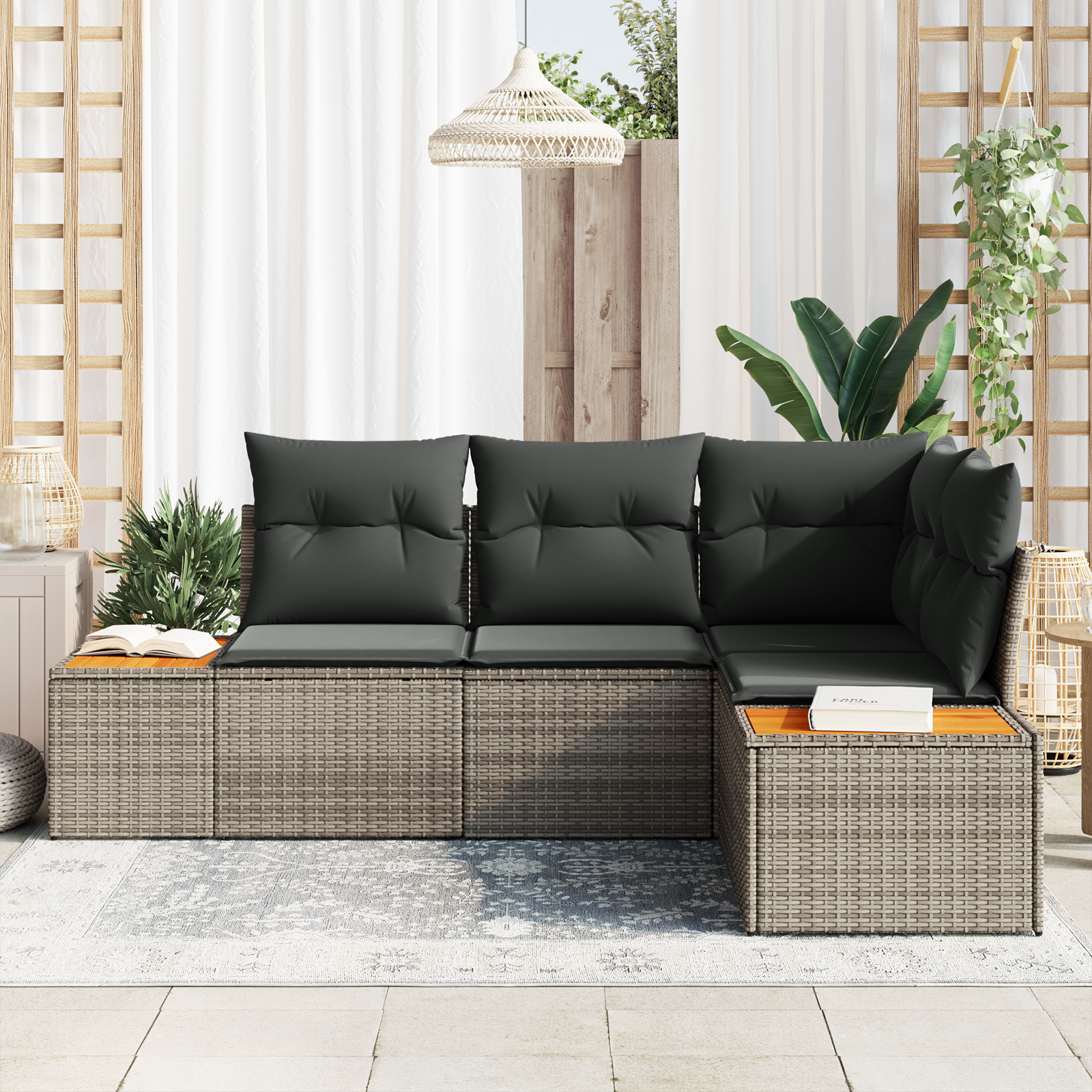vidaXL Set de canapele pentru grădină 4 pcs Gri 209 x 154 x 85 cm