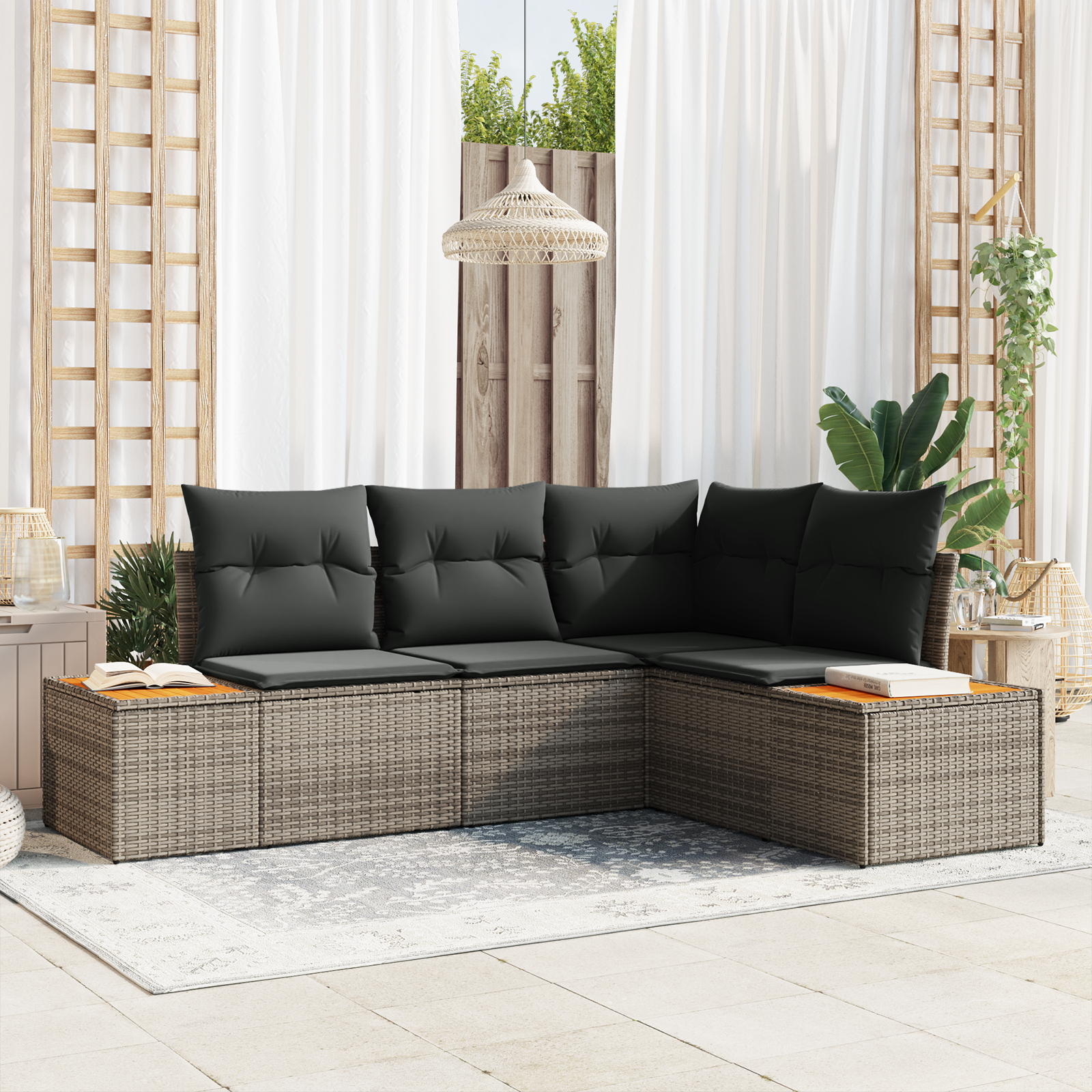 vidaXL Set de canapele pentru grădină 4 pcs Gri 209 x 154 x 85 cm