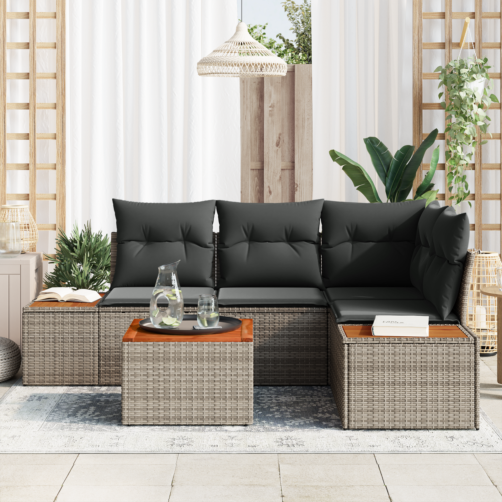 vidaXL Set de canapele pentru grădină 5 pcs Gri 209 x 154 x 85 cm