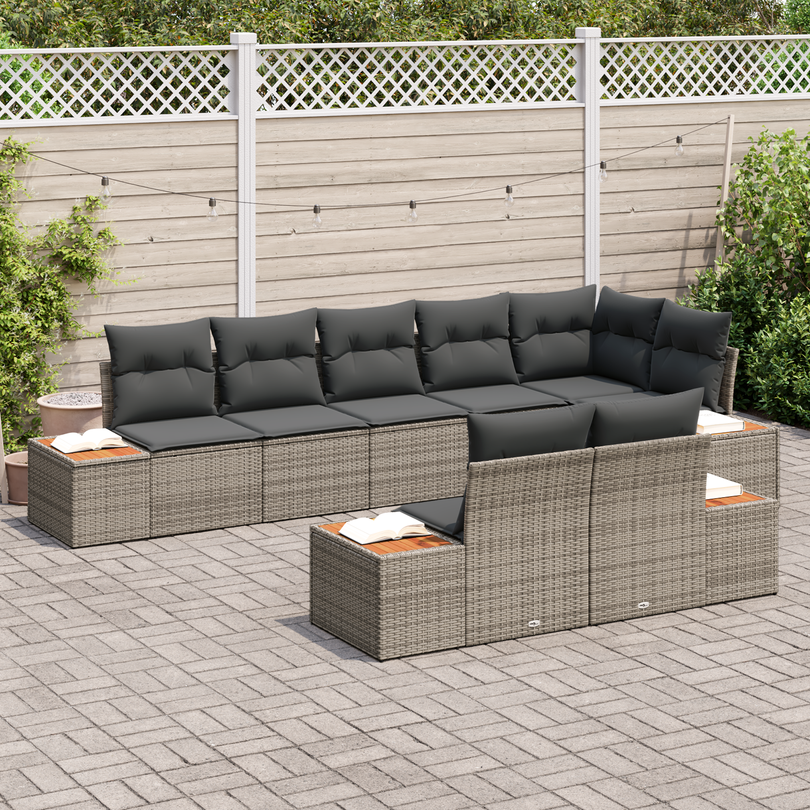 vidaXL Set de canapele pentru grădină 8 pcs Gri 319 x 154 x 85 cm