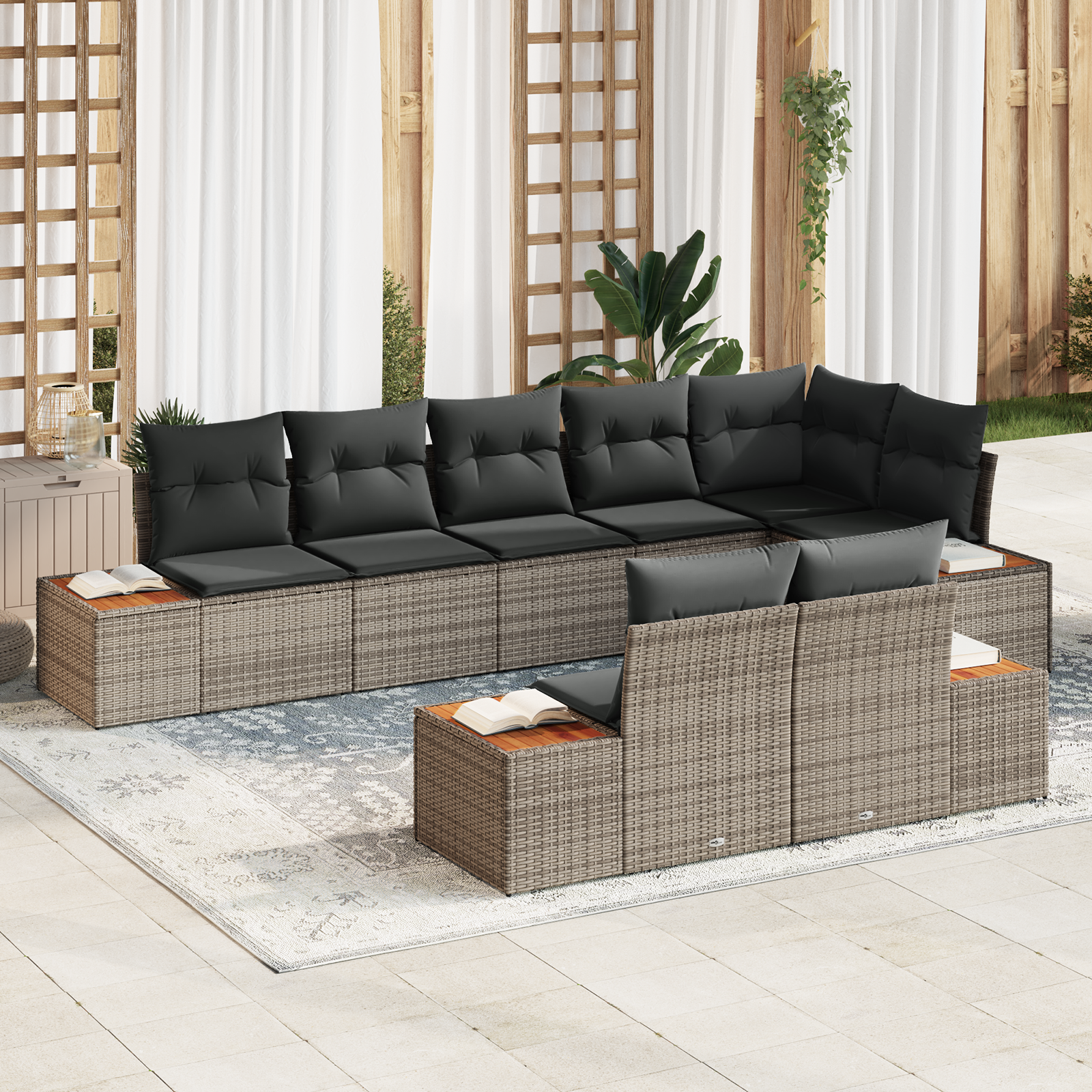 vidaXL Set de canapele pentru grădină 8 pcs Gri 319 x 154 x 85 cm