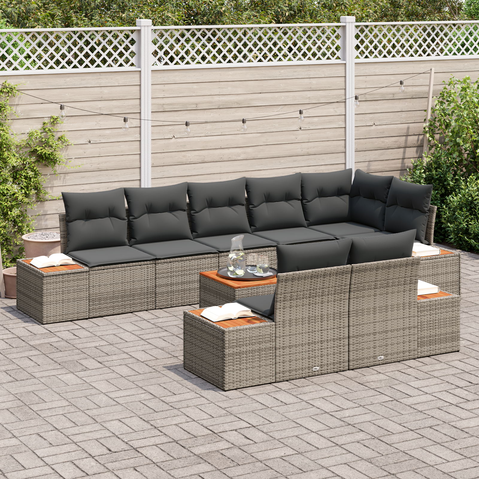 vidaXL Set de canapele pentru grădină 9 pcs Gri 319 x 154 x 85 cm