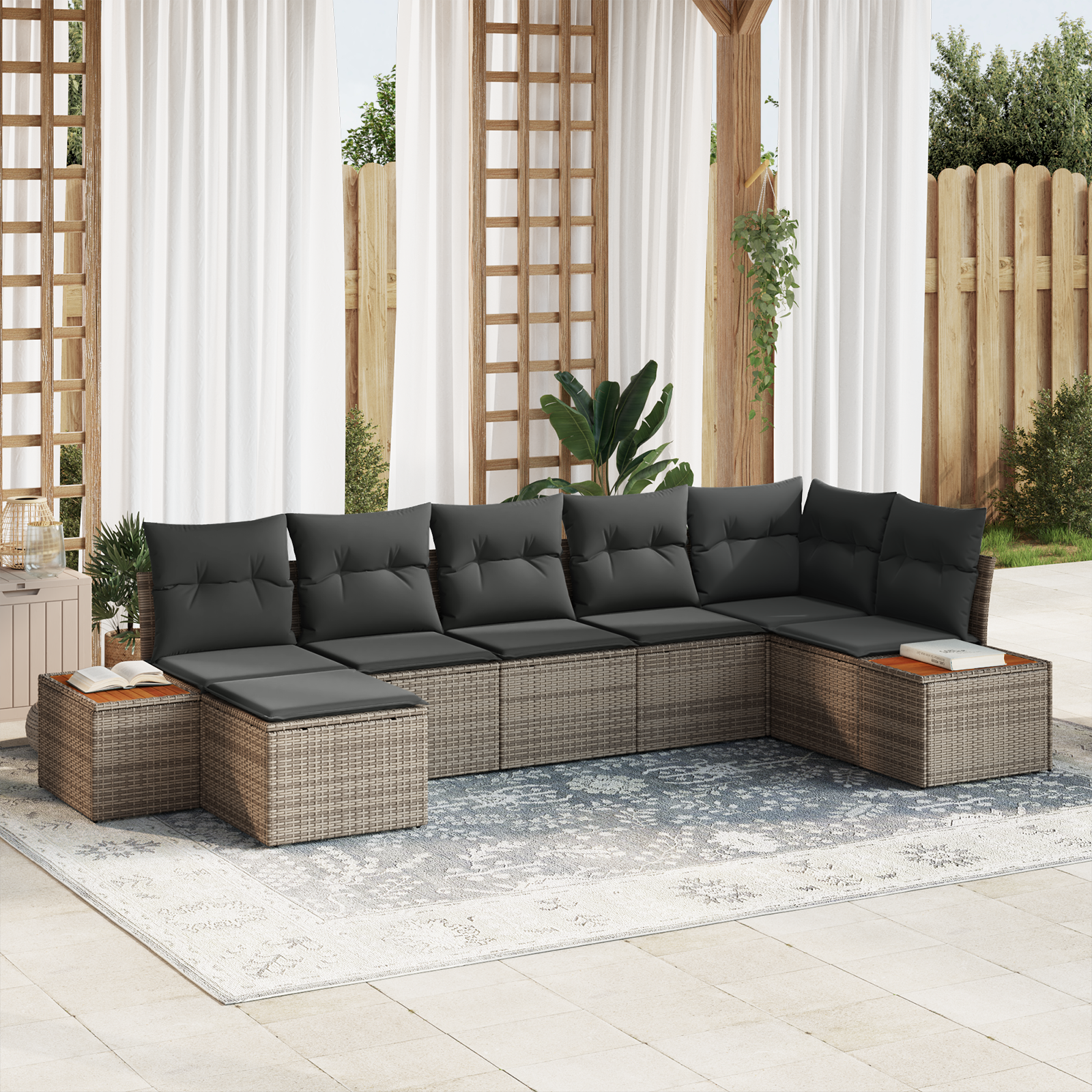 vidaXL Set de canapele pentru grădină 7 pcs Gri 319 x 154 x 85 cm