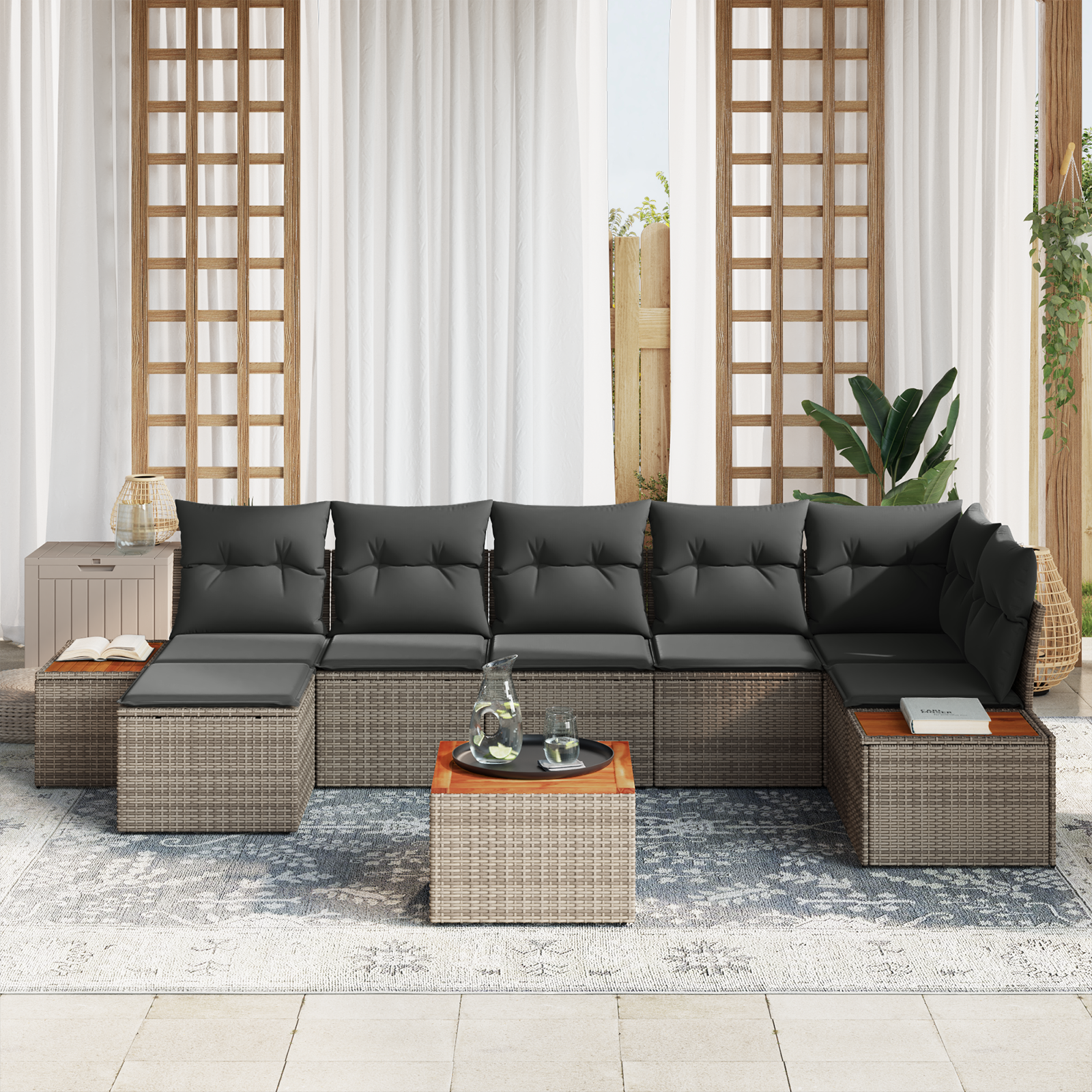vidaXL Set de canapele pentru grădină 8 pcs Gri 319 x 154 x 85 cm