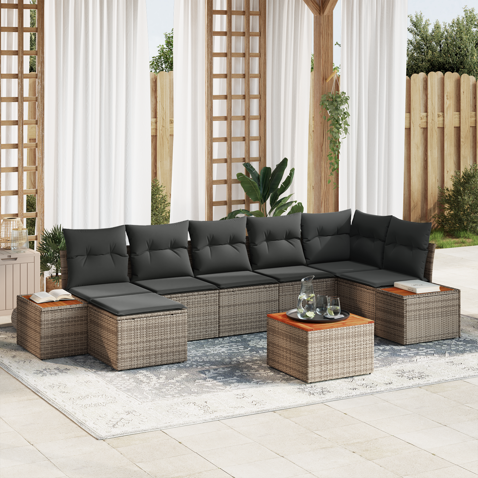 vidaXL Set de canapele pentru grădină 8 pcs Gri 319 x 154 x 85 cm