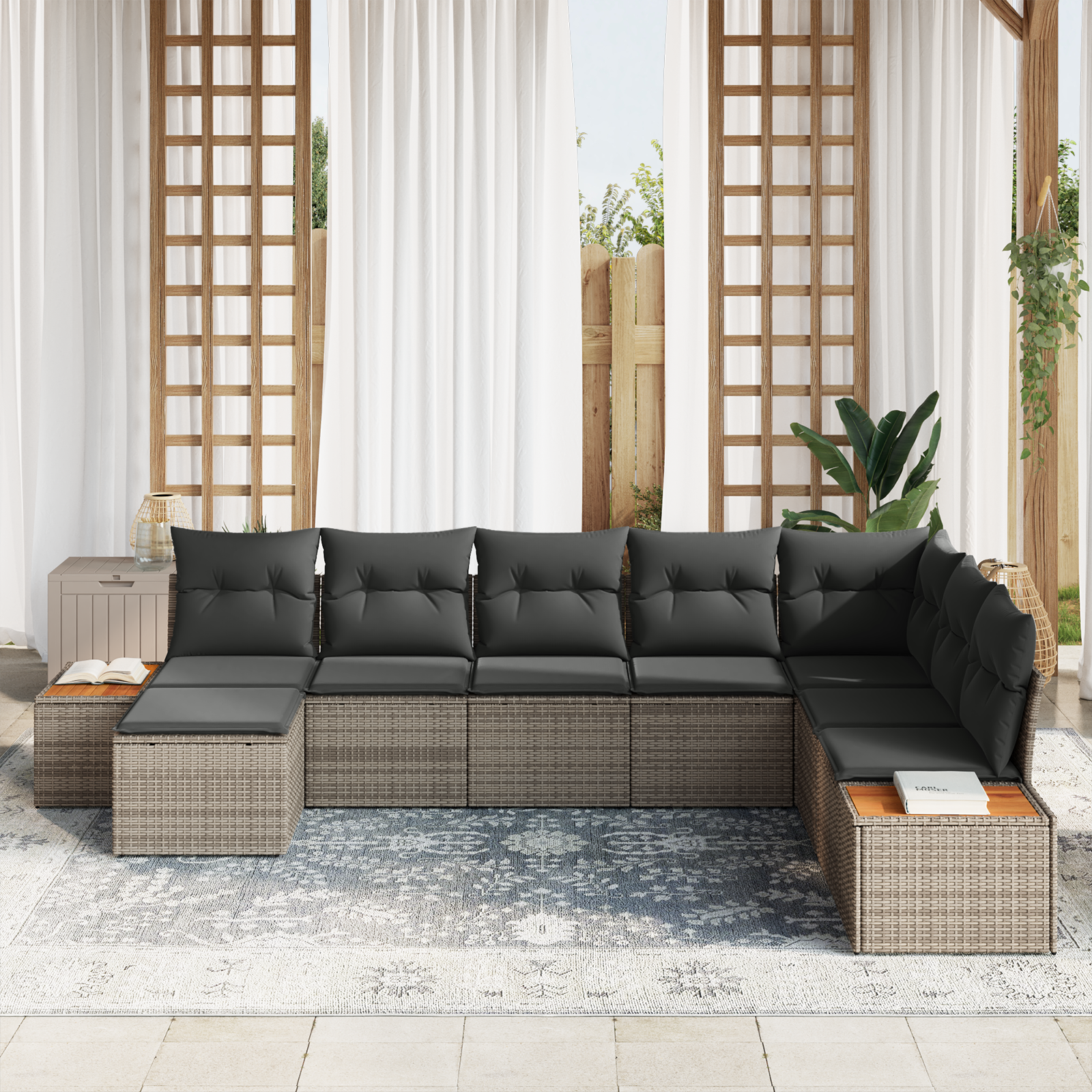 vidaXL Set de canapele pentru grădină 8 pcs Gri 319 x 209 x 85 cm