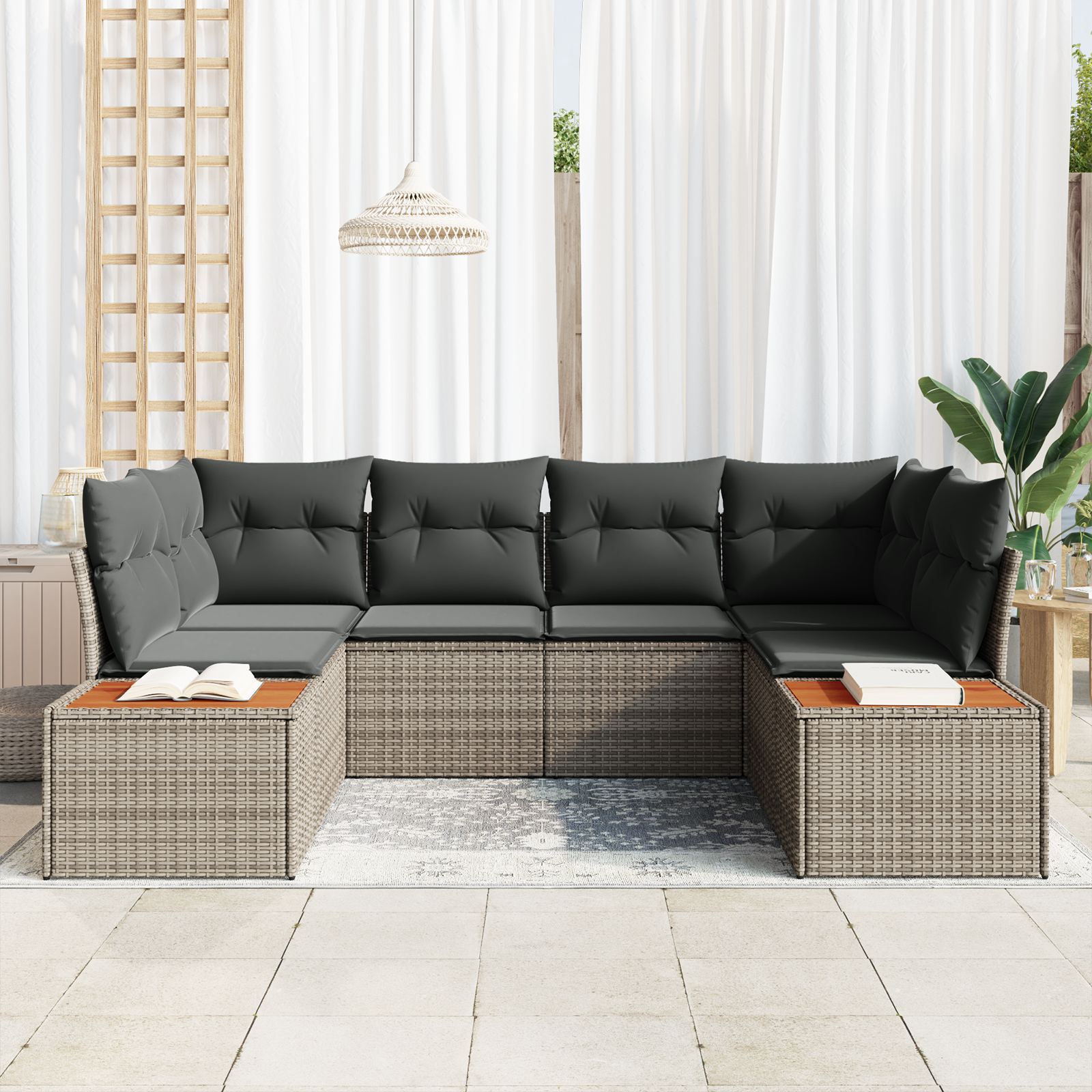 vidaXL Set de canapele pentru grădină 6 pcs Gri 234 x 154 x 85 cm