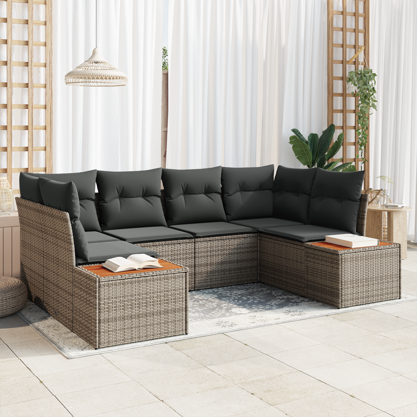 vidaXL Set de canapele pentru grădină 6 pcs Gri 234 x 154 x 85 cm