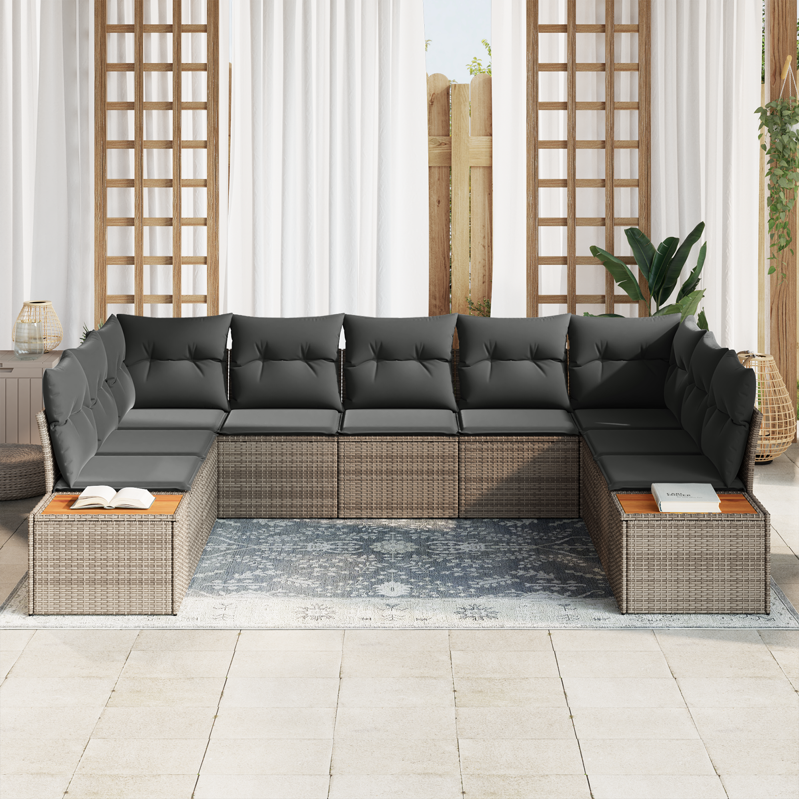 vidaXL Set de canapele pentru grădină 5 pcs Gri 289 x 209 x 85 cm