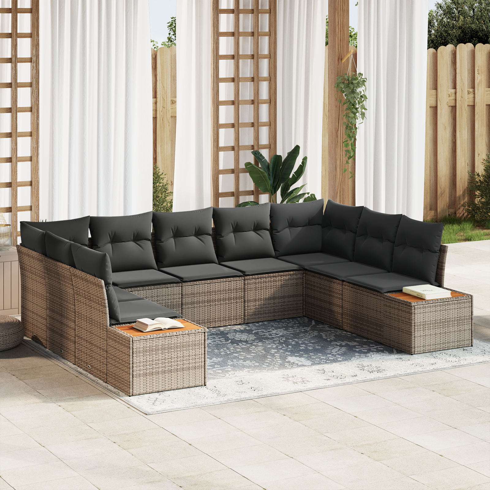 vidaXL Set de canapele pentru grădină 5 pcs Gri 289 x 209 x 85 cm