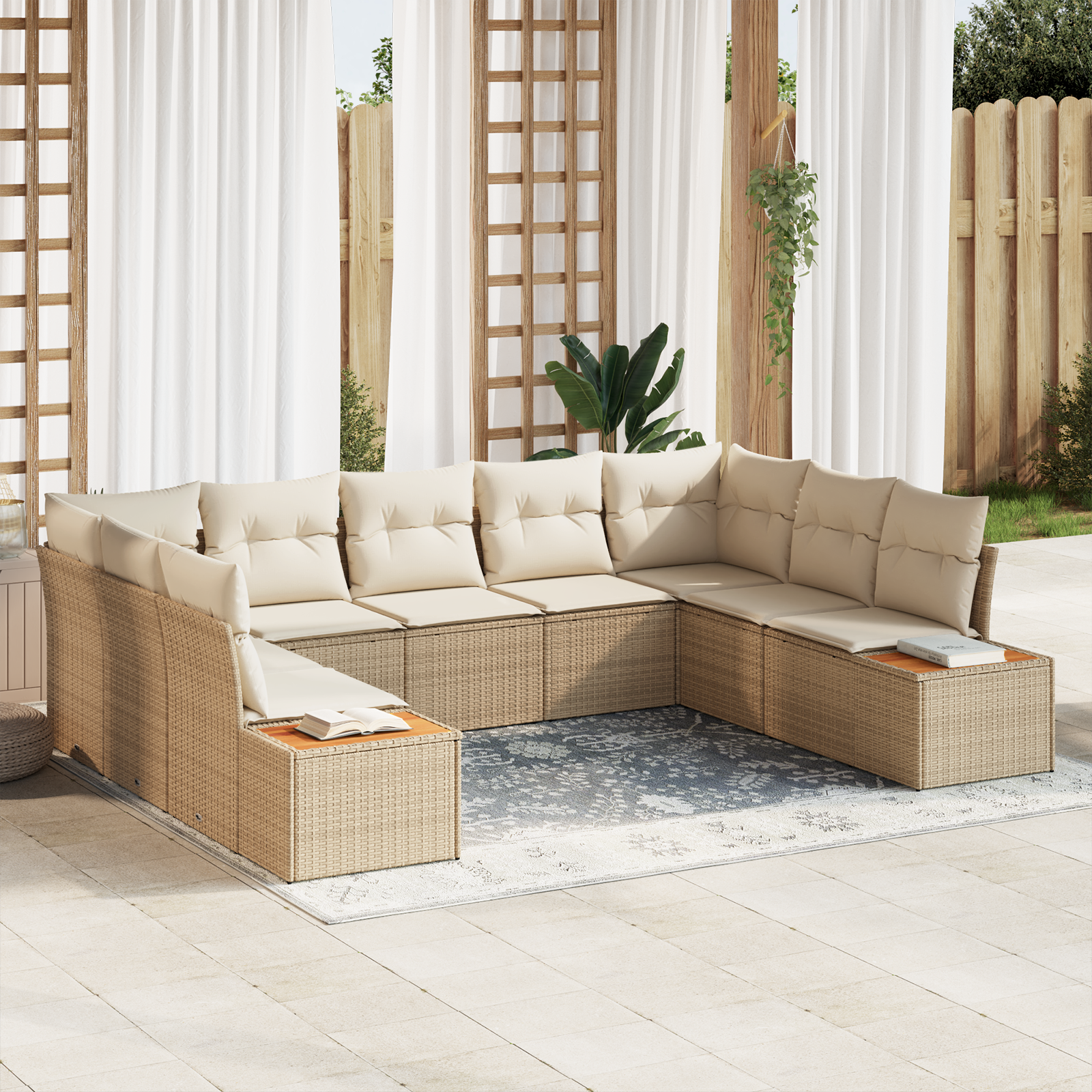 vidaXL Set de canapele pentru grădină cu pernă 5 pcs bej și crem vidaXL Set de canapele pentru grădină cu pernă 5 pcs bej și crem