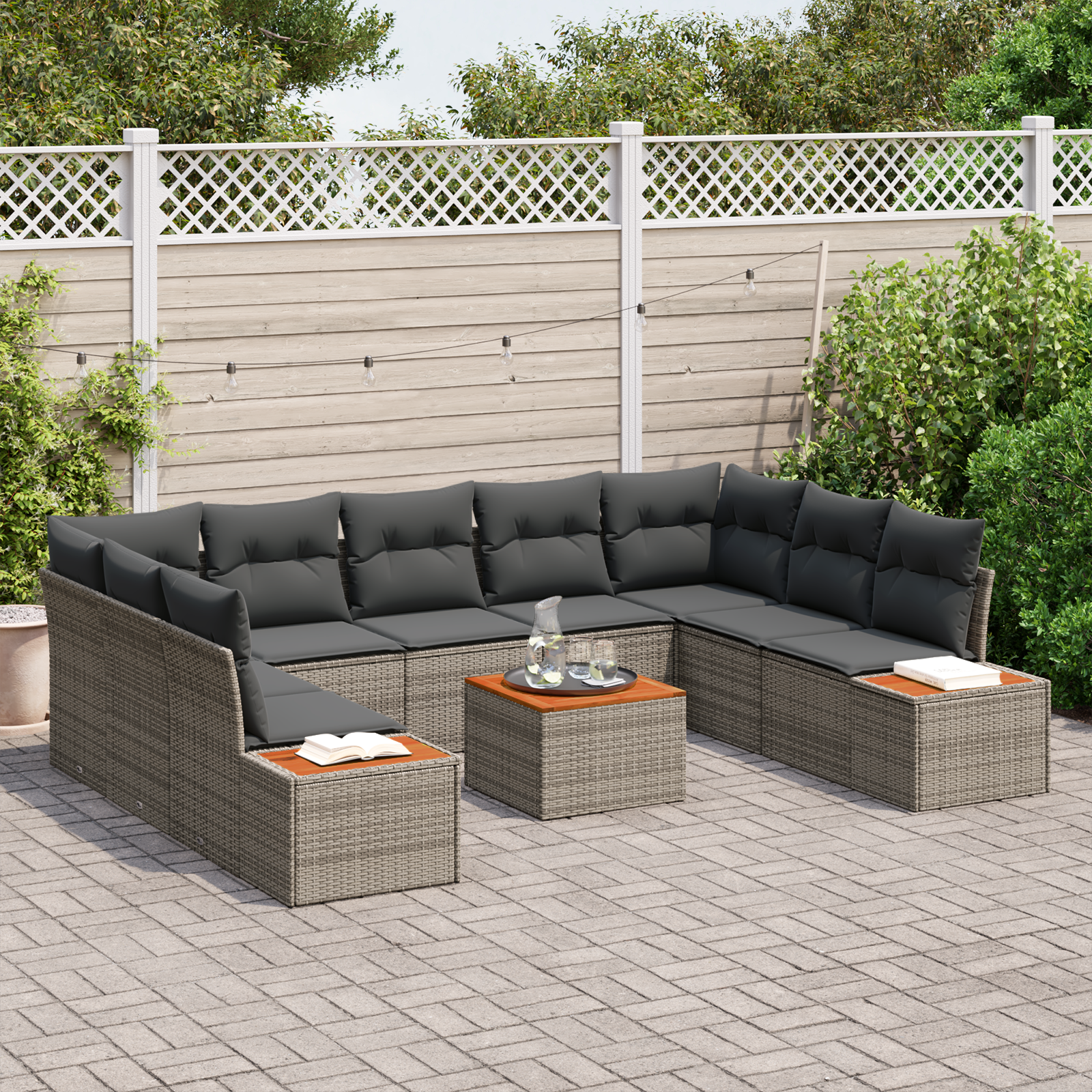 vidaXL Set de canapele pentru grădină 6 pcs Gri 289 x 209 x 85 cm