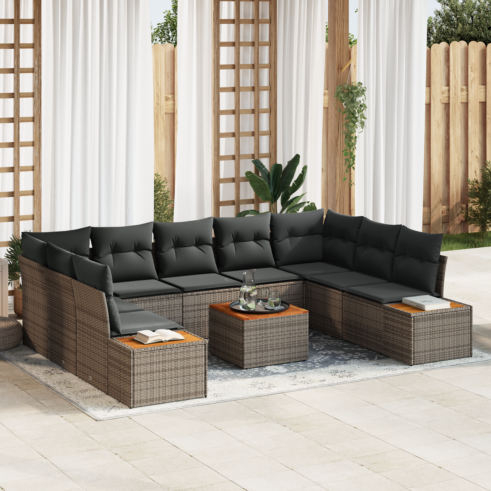 vidaXL Set de canapele pentru grădină 6 pcs Gri 289 x 209 x 85 cm