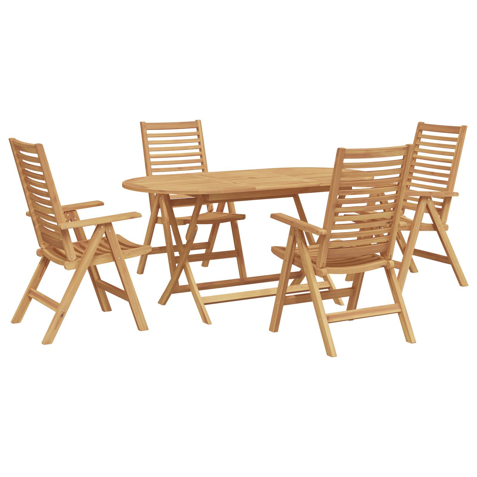 Set de dining pliabil de 5 piese din lemn solid de tec vidaXL Set de dining pliabil de 5 piese din lemn solid de tec vidaXL
