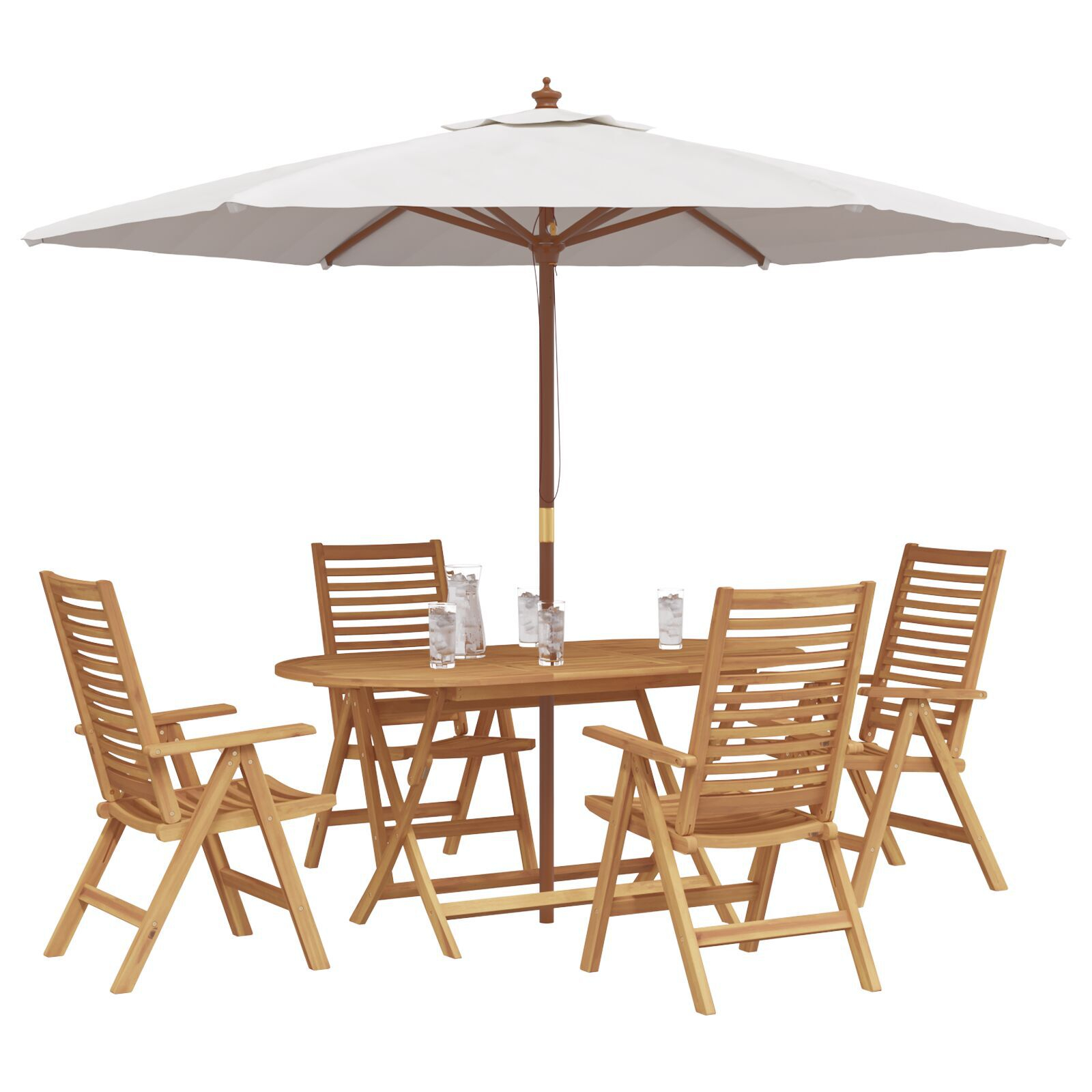 Set de dining pliabil de 5 piese din lemn solid de tec vidaXL Set de dining pliabil de 5 piese din lemn solid de tec vidaXL