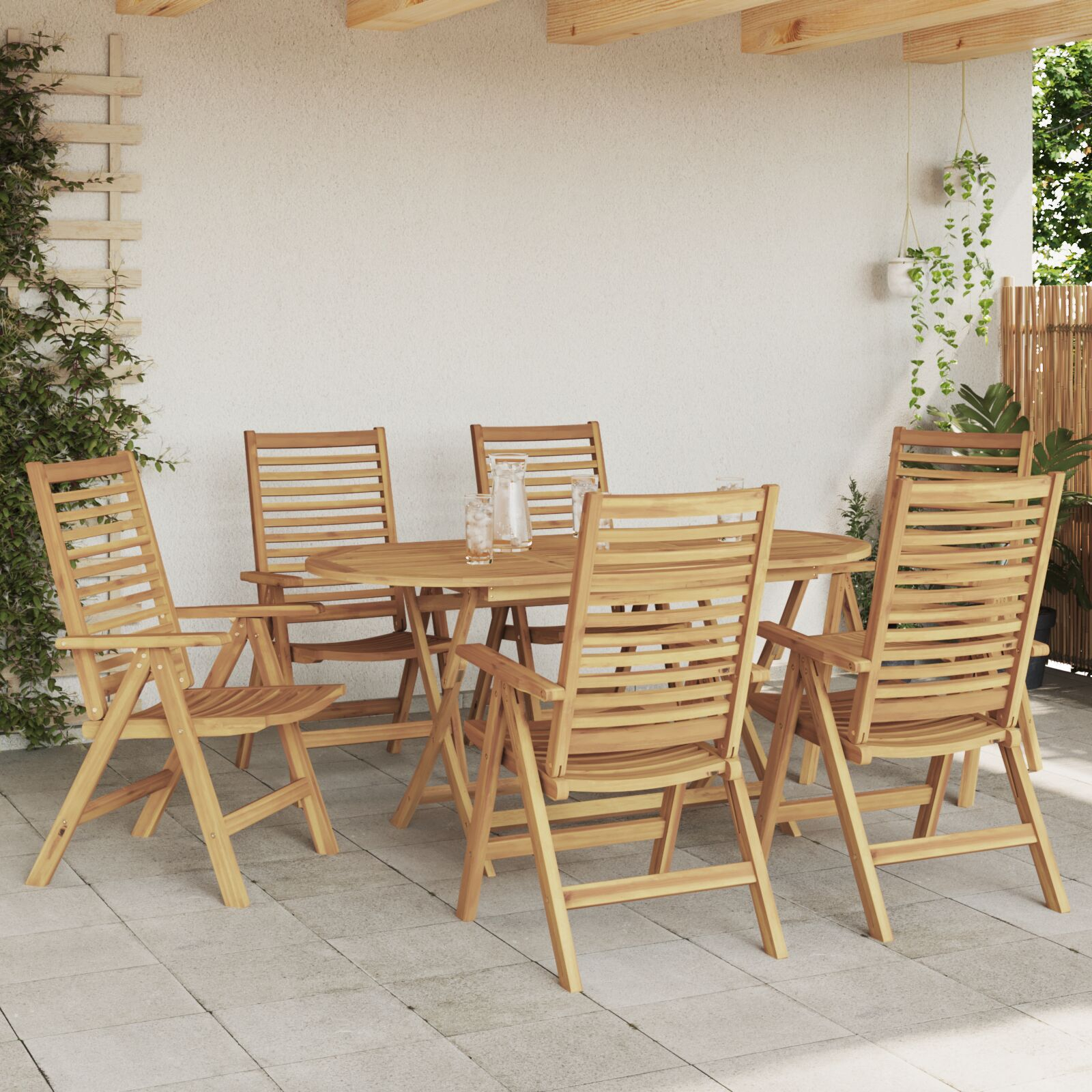 Set de dining pliabil 7 piese lemn solid tec vidaXL