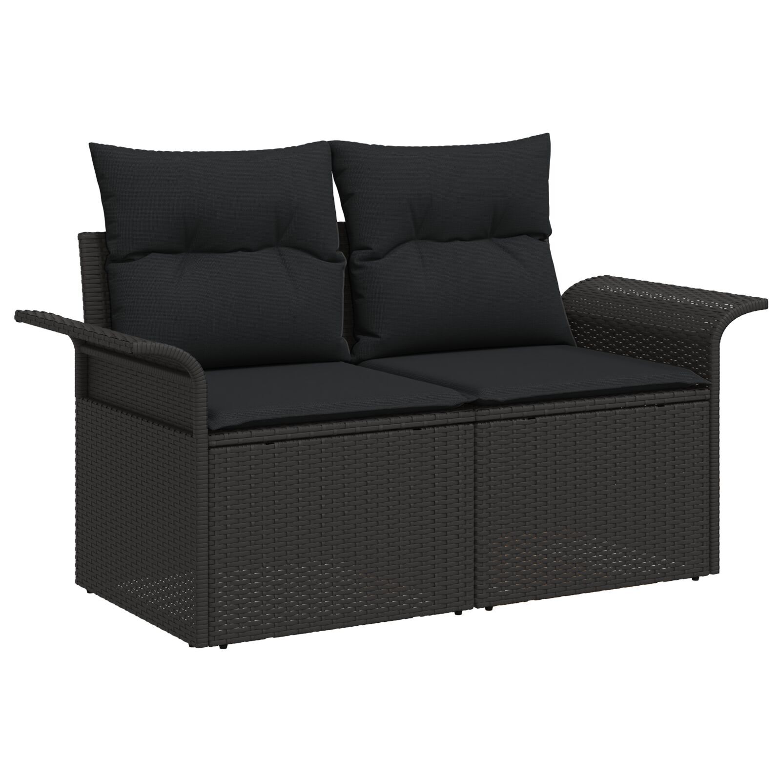 vidaXL Set de canapele pentru grădină cu pernă 7 pcs Negru Rattan poli