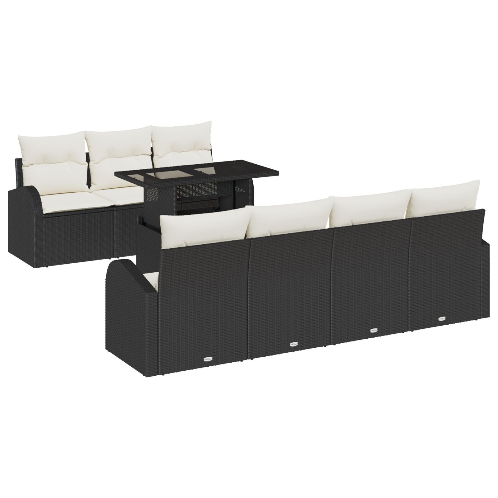 vidaXL Set de canapele pentru grădină 8 pcs Negru 100 x 55 x 73 cm
