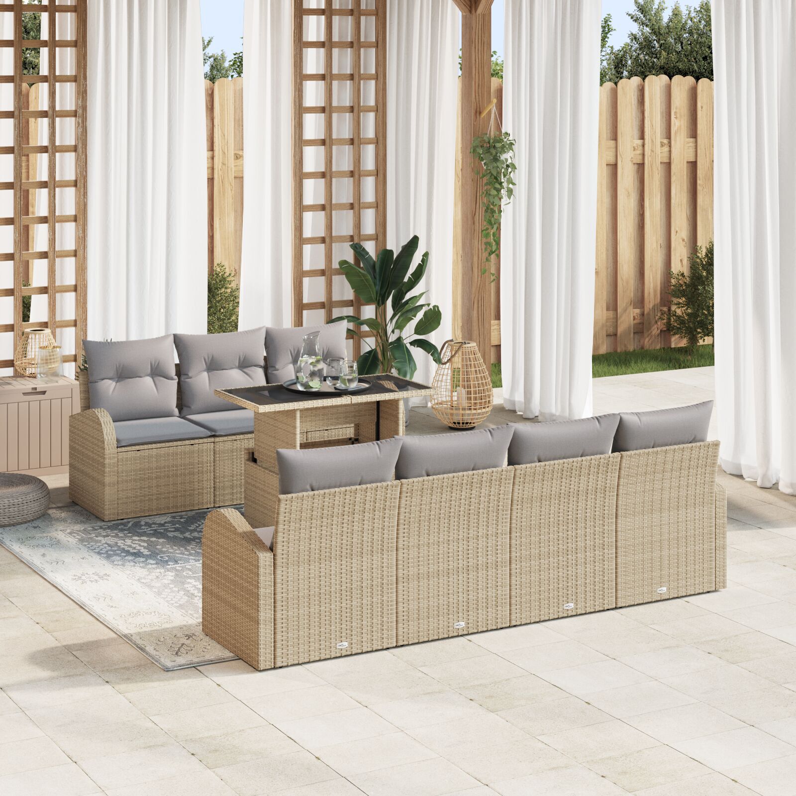 vidaXL Set de canapele pentru grădină 8 pcs Bej 100 x 55 x 73 cm vidaXL Set de canapele pentru grădină 8 pcs Bej 100 x 55 x 73 cm