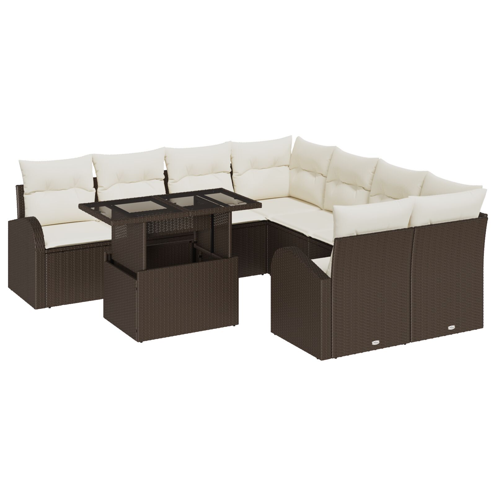 vidaXL Set de canapele pentru grădină 9 pcs Maro 100 x 55 x 73 cm