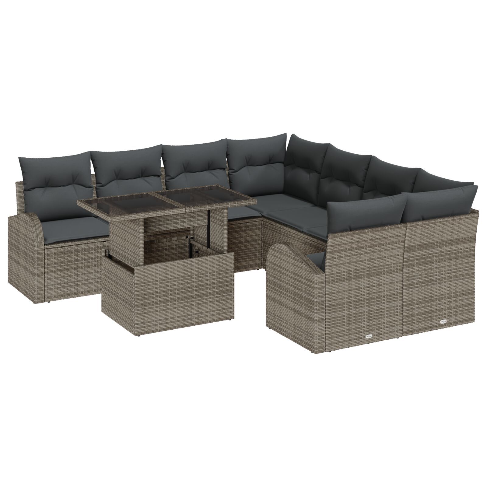 vidaXL Set de canapele pentru grădină 9 pcs Gri 100 x 55 x 73 cm
