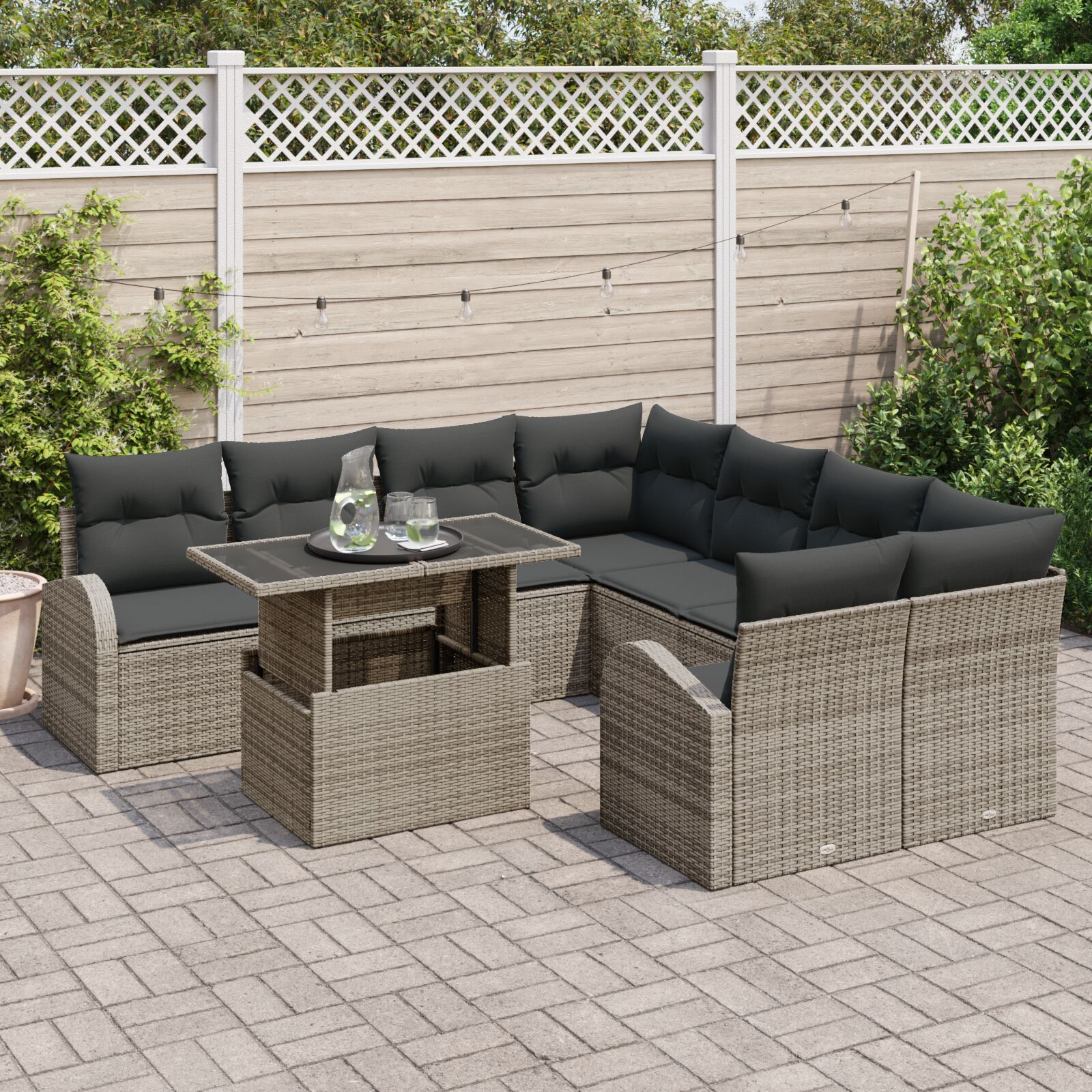 vidaXL Set de canapele pentru grădină 9 pcs Gri 100 x 55 x 73 cm