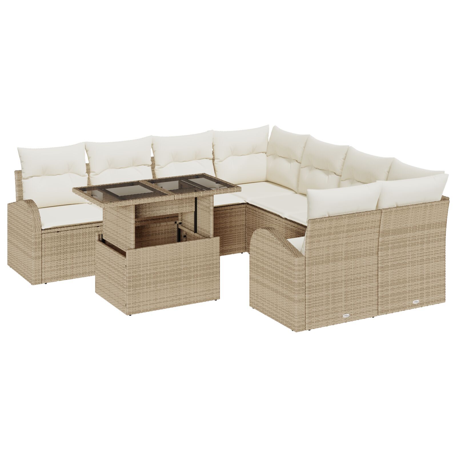 vidaXL Set de canapele pentru grădină 9 pcs Bej 100 x 55 x 73 cm