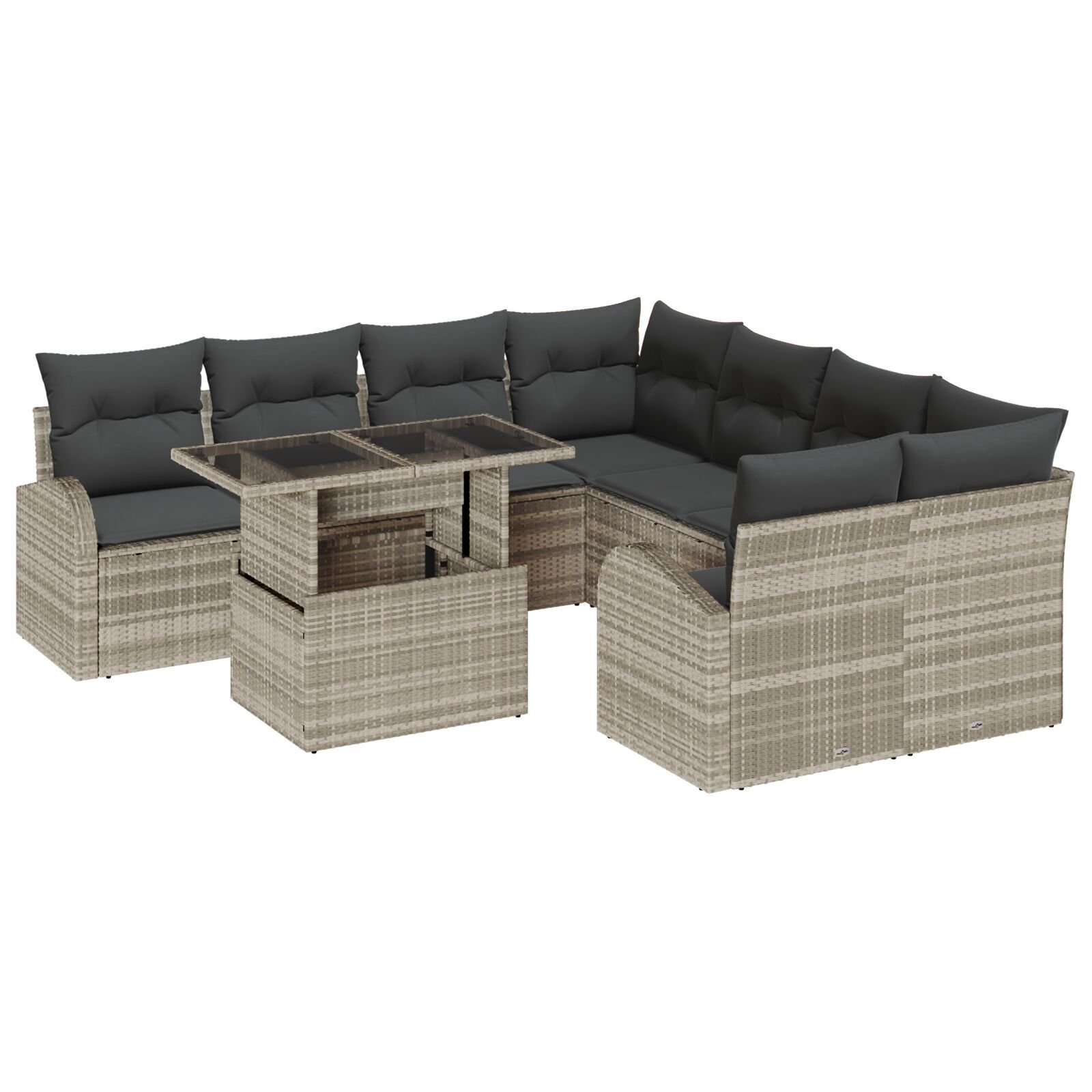 vidaXL Set de canapele pentru grădină 9 pcs Gri deschis Poli Rattan