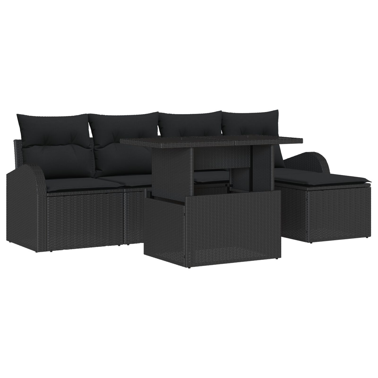 vidaXL Set de canapele pentru grădină cu pernă 6 pcs Negru Rattan poli vidaXL Set de canapele pentru grădină cu pernă 6 pcs Negru Rattan poli
