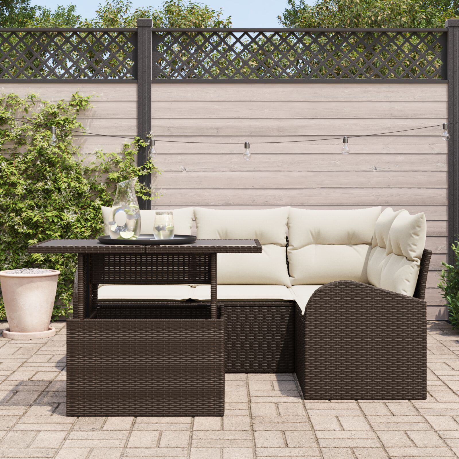 vidaXL Set de canapele pentru grădină 5 pcs Maro 100 x 55 x 73 cm